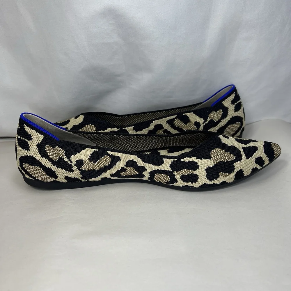 Rothy’s Pointed Toe Flats 11.5 Wild Cat Leopard Cheetah Soft Slip On Womens Shoe - Picture 7 of 13